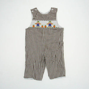 Petite Palace Boys Brown | Gingham Romper size: 12 Months